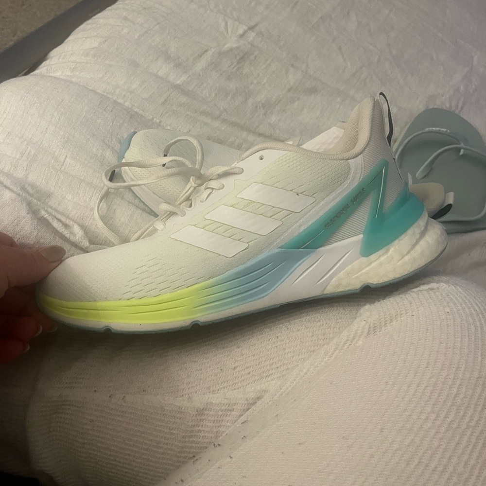 Adidas White and Teal Sneakers